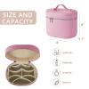 Makeup Bag Vanity Case with Divider and Handle, Aesthetic Makeup Bags, Waterproof PU Leather Toiletry Bag for Women Girls, Portable Cosmetic Organizer Bag (02Pink) view 4
