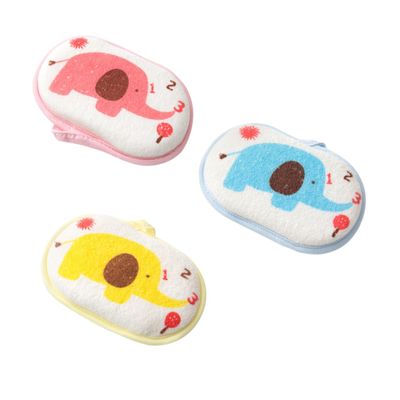 IWOWHERO 3pcs Cartoon Elephant Bath Sponges for Boy Girl Soft Gentle Wash Sponges for Bathing Blue Yellow Pink Colors for Sensory Experience Gentle Cleansing
