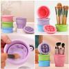 PartyKindom Silicone Brush Cleaner Cup Convex Surface for Makeup Brush Cleaning and Storage view 2