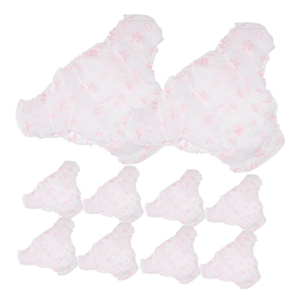 ARTSEWPLY 25Pcs Women Disposable Underpants Non-Woven Fabric for Spa and Travel Soft Printed Briefs for Massage and Maternity Pink