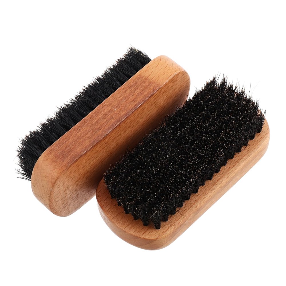 SAFIGLE 2pcs Hairdressing Brush for Men Beechwood Beard Brush Hair Styling Beard Care Shoe Cleaning Grooming Tool