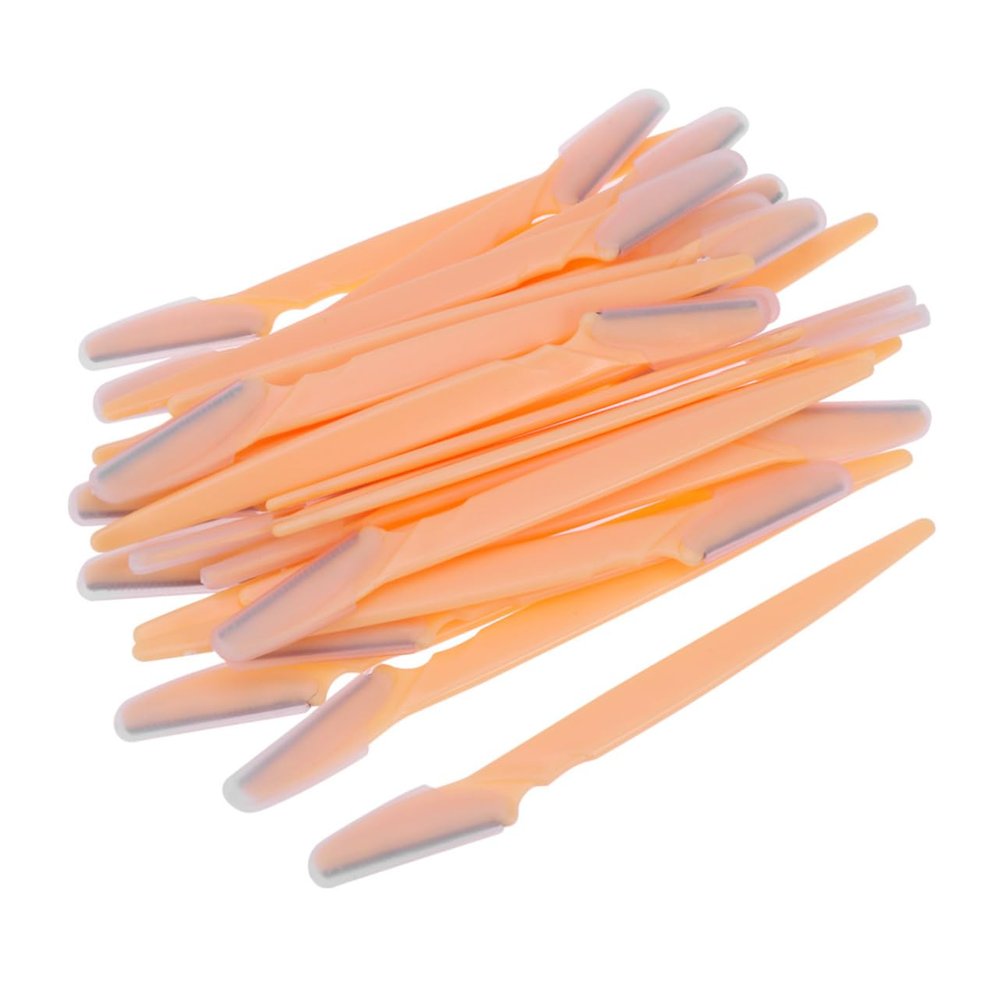 Happyyami 30pcs Stainless Steel Eyebrow Razors Portable Facial Trimmers Non-slip Grip for Women Easy to Clean Makeup Tool