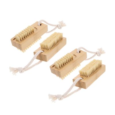 PACKOVE 4pcs Bamboo Fingernail Brush Nail Cleaning Brush Nail Scrubber for Cleaner Portable Safe for Skin Types