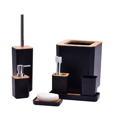 DUYHBAWRS Bathroom Kit Toiletries Set Plastic Bathroom Set Toilet Brush Trash Can(Black)