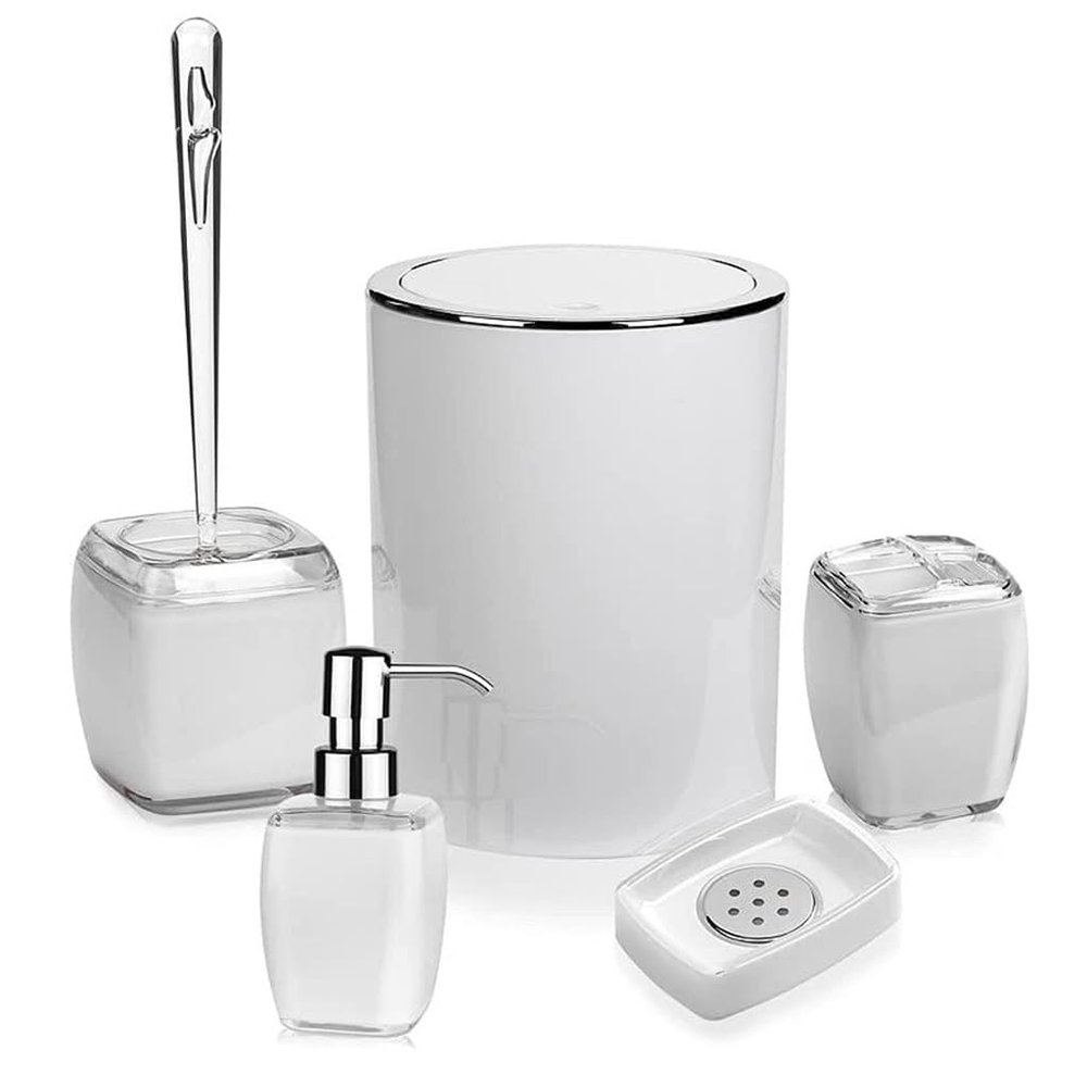 DUYHBAWRS Bathroom Set Family Bathroom Decoration Set Soap Dispenser Lotion Bottle Trash Can(D)
