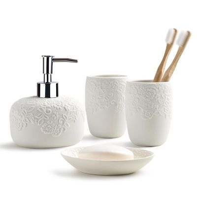 DUYHBAWRS Ceramic Lotion Bottle Toothbrush Holder Cup Soap Box Toilet Storage Decoration