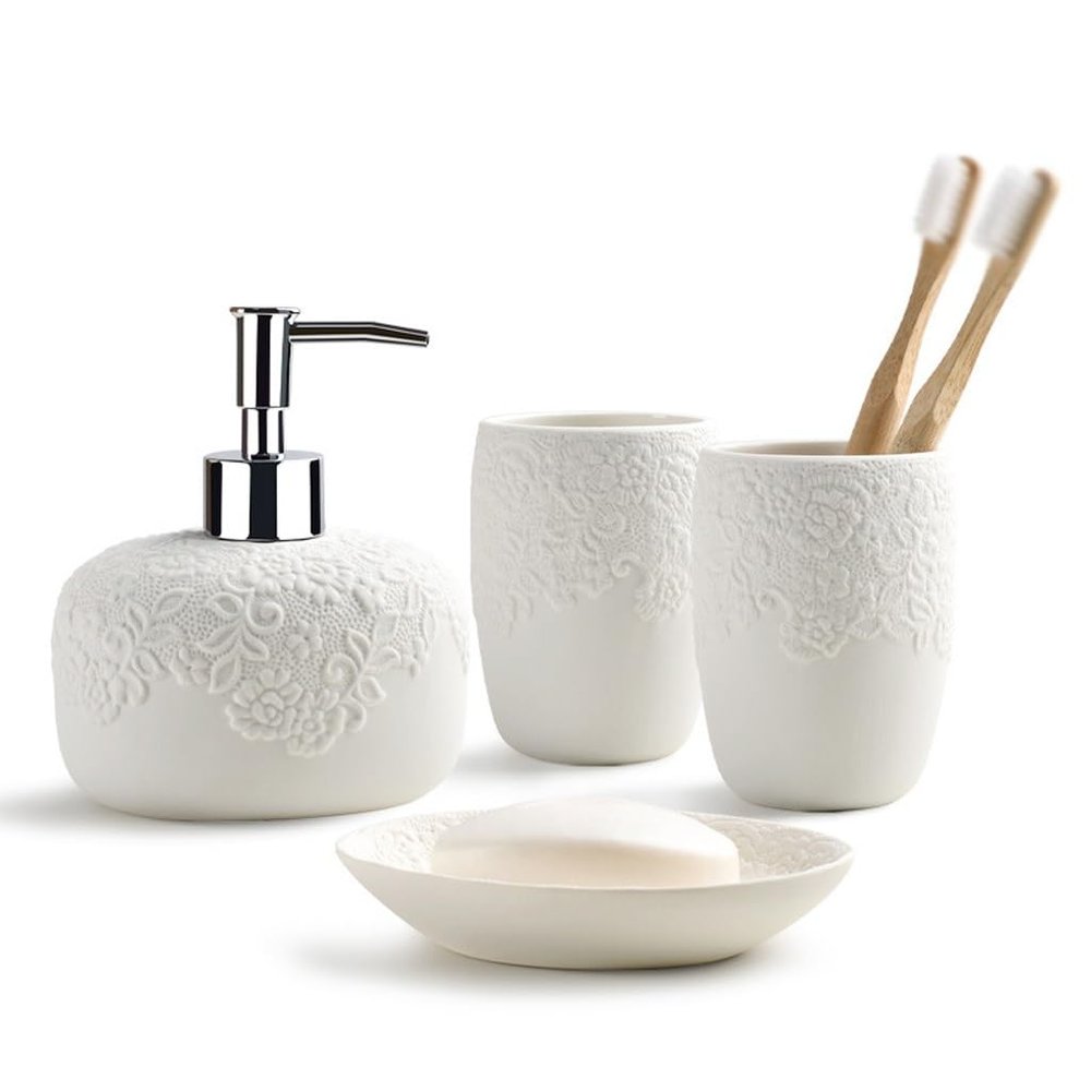 DUYHBAWRS Ceramic Lotion Bottle Toothbrush Holder Cup Soap Box Toilet Storage Decoration