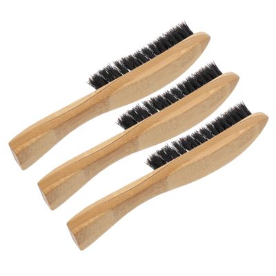 Vaguelly 3PCS Long Handle Beard Brush Set Natural Boar Bristles for Men for Beard Grooming Styling and Cleaning Random Style