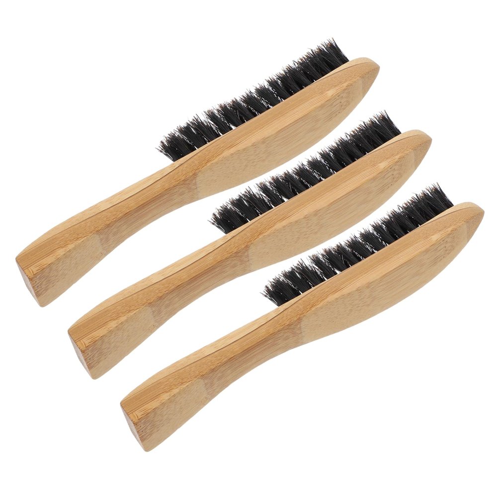 Vaguelly 3PCS Long Handle Beard Brush Set Natural Boar Bristles for Men for Beard Grooming Styling and Cleaning Random Style
