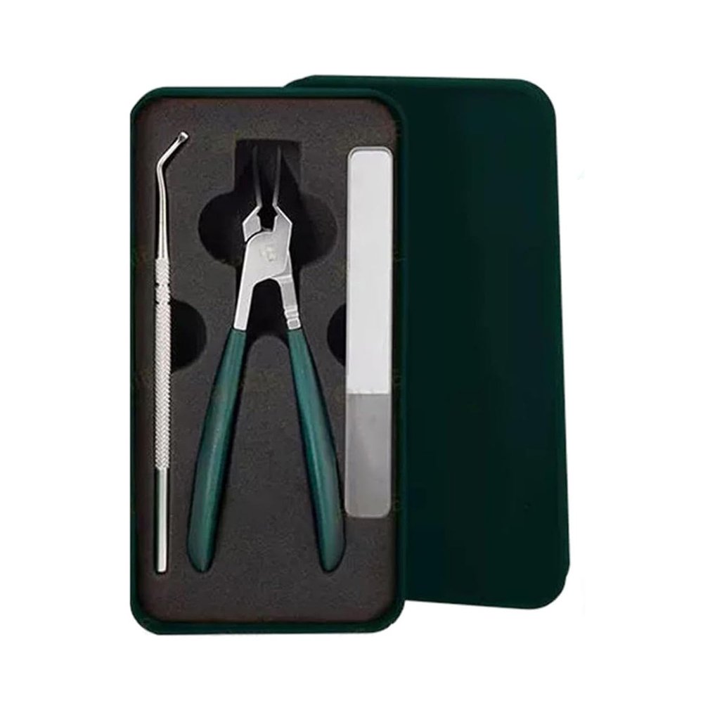 25 Beveled Edge Nail Clippers 3-Piece Set, Long Handle Anti-Splash Design, Wide Jaw for Fingernails and Toenails, Curved Toenail Clippers (Green)