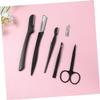 Beaupretty Eyebrow Razor Trimming Kit Stainless Steel Eyebrow Comb Tweezers Shaper Tools for Women Portable Makeup Accessories for Travel Lightweight Compact Black view 3