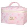 AMULOKRU Large Makeup Bag, Cute Cosmetic Bags for Women Girls, Quilted Floral Toiletry Bag, Travel Make Up Organizer Bag view 1