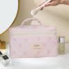 AMULOKRU Large Makeup Bag, Cute Cosmetic Bags for Women Girls, Quilted Floral Toiletry Bag, Travel Make Up Organizer Bag view 4