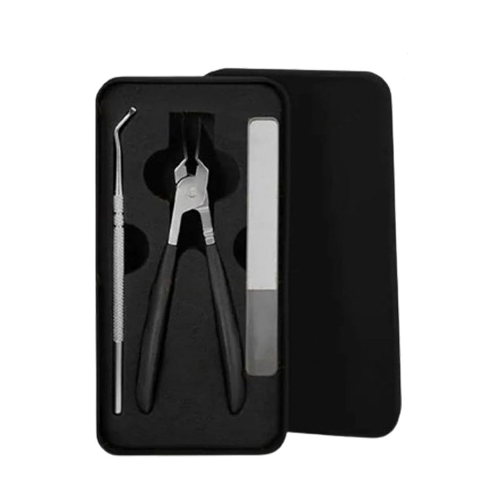 25 Beveled Edge Nail Clippers 3-Piece Set, Long Handle Anti-Splash Design, Wide Jaw for Fingernails and Toenails, Curved Toenail Clippers (Black)