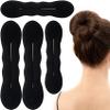 YALOJE 4pcs Hair Bun Updo Makers, Black Soft Hair Bun Shaper for Women, Non-Slip 2 Sizes Donut Bun Lazy Curler Clip Hairstyles Accessories for Daily, Wedding view 1