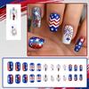 BQZQPAMZ July 4th Square Fake Nails, Fireworks Pattern Design Press-On Medium Nails, Special Glue on Nails Natural Reusable Acrylic Nails for Women Independence Day Glitter Nail Art Supplies (24pcs) view 2