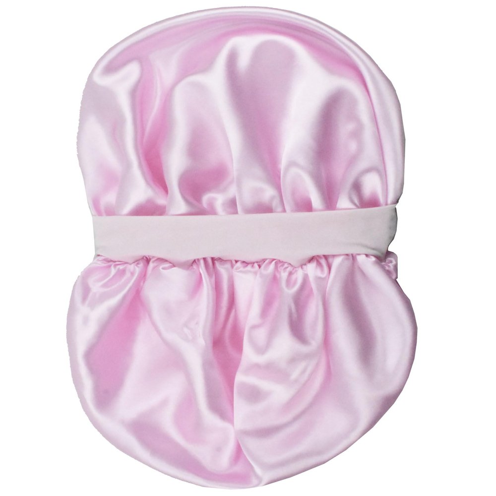 Pink Silk Bonnet for Sleeping Women, Double Layer Satin Bonnet for Curly Hair Long Hair Wide Band Silk Lined Sleep Caps Night Cap