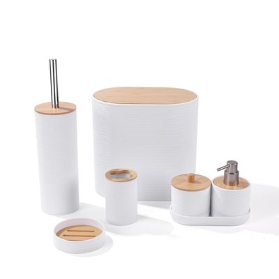 DUYHBAWRS Bathroom Set Flip Bin Soap Dispenser Cotton Swab Box Toothbrush Holder Set(D)