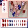 Independence Day Design Press on Nails Square Medium July 4th Stripes Stars Acrylic Fake Nails Water Ripple Full Coverage False Nails for Women Holiday Natural Matte Manicure Gift (24Pcs) view 2