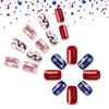 Independence Day Design Press on Nails Square Medium July 4th Stripes Stars Acrylic Fake Nails Water Ripple Full Coverage False Nails for Women Holiday Natural Matte Manicure Gift (24Pcs) view 3