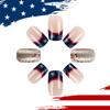 24Pcs Independence Day Themed French Tip Press on Nails, July 4th Glitter Glossy Fake Nails, Natural Full Coverage Acrylic Nails for Women Independence Day Nail Gifts view 3