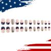 24Pcs Independence Day Themed French Tip Press on Nails, July 4th Glitter Glossy Fake Nails, Natural Full Coverage Acrylic Nails for Women Independence Day Nail Gifts view 4