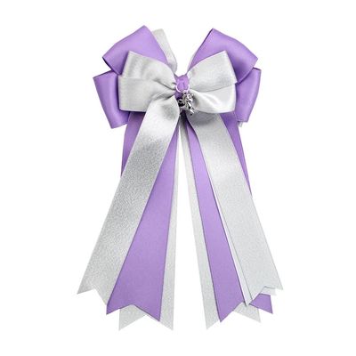 10pcs Equestrian Hair Bow Clips Horse Bit Pattern Hairpin riding Decorative Horse Charm Bow, Purple and Silver, 8.5 x 4.5 inches, Layered Satin Ribbon bowknot hair clips