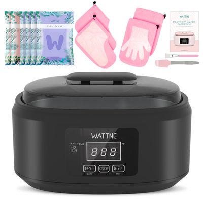 Wattne Paraffin Wax Machine for Hand and Feet -Paraffin Wax Warmer Moisturizing Kit Auto-time and Keep Warm Paraffin Hand Wax Machine for Arthritis (Black)