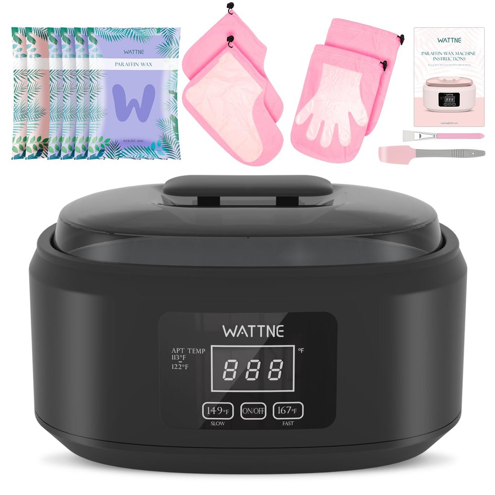 Wattne Paraffin Wax Machine for Hand and Feet -Paraffin Wax Warmer Moisturizing Kit Auto-time and Keep Warm Paraffin Hand Wax Machine for Arthritis (Black)