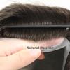 0.06-0.08mm Full PU Skin Men Toupee Human Hair Natural Hairine Mixed Grey/Brown Male Wig Single Knot Human Hairpieces Replacement System 30mm Wave 120% Density (#3) view 2