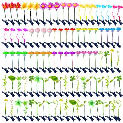 100 Pcs Bean Sprout Hair Clips Mixed Style Plant Hairpins Rave Clips Flower Butterfly Grass mushroom clips Hair Accessories Headwear for Women Kids Girls Lady Home School Party