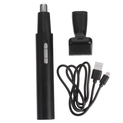 BIUDECO Metal Electric Nose Hair Trimmer Set Rechargeable 2-in-1 Vibrissa Clipper for Men and Women Painless Nose Hair Remover Dual-Edge Blades for Home and Travel