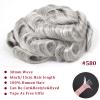 0.06-0.08mm Full PU Men Toupee Human Hair Prothesis Men's Wigs Human Hairpieces Replacement System Mixed Grey/Brown Male Wig Natural Hairline Single Knot 30mm Wave 120% Density(#580) view 2