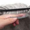 0.06-0.08mm Full PU Men Toupee Human Hair Prothesis Men's Wigs Human Hairpieces Replacement System Mixed Grey/Brown Male Wig Natural Hairline Single Knot 30mm Wave 120% Density(#580) view 3