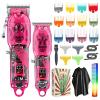 GLDNTM Mother-Daughter Clipper Set - Transparent Body Electric Hair Trimmer for Men, Ideal for Home and Oil Head Styles (B-Pink) view 1