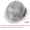 0.06-0.08mm Full PU Men Toupee Human Hair Prothesis Men's Wigs Human Hairpieces Replacement System Mixed Grey/Brown Male Wig Natural Hairline Single Knot 30mm Wave 120% Density (#1B60) view 3