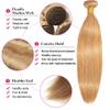 Blonde Bundles Human Hair Straight Bundles 22 24 26 Inch #27 Honey Blonde Straight Bundle Human Hair Extensions Double Weft Unprocessed Brazilian Virgin Hair 3 Bundle 50 Grams Per Bundle view 3