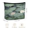 LLUTSNTH Makeup Bags Large Capacity Cosmetic Bags for Women Black Lily Pads Open Flat Toiletry Bag Waterproof Makeup Pouch Portable Cosmetic Organizer Makeups Train for Travel Gift view 2