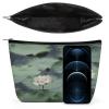 LLUTSNTH Makeup Bags Large Capacity Cosmetic Bags for Women Black Lily Pads Open Flat Toiletry Bag Waterproof Makeup Pouch Portable Cosmetic Organizer Makeups Train for Travel Gift view 3