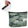 LLUTSNTH Makeup Bags Large Capacity Cosmetic Bags for Women Black Lily Pads Open Flat Toiletry Bag Waterproof Makeup Pouch Portable Cosmetic Organizer Makeups Train for Travel Gift view 4