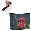 JKLQWH Leather Makeup Bag Waterproof Cosmetic Bag for Women Shabby Chic Roses Open Flat Toiletry Bags Portable Pouch With Zipper Make Up Organizer Case for Travel Accessories view 4