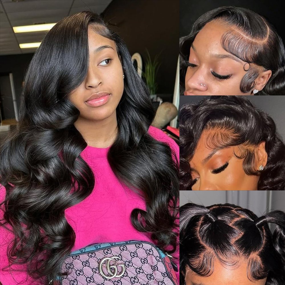 13x4 Lace Front Wigs Human Hair 180% Density Body Wave HD Transparent Lace Front Wigs Human Hair Pre Plucked Natural Color Glueless Wig 100% Virgin Human Hair Lace Front Wigs for Women 26inch