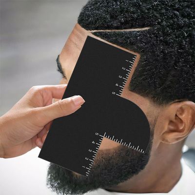 1/2Pcs Enhancement Card for Barbers, PVC Material Men Hair Styling Template, Hairline Shaping Tool with Measurement Indicator, Men Hairstyle Beard Lineup Tool, Barber Accessories 2pcs