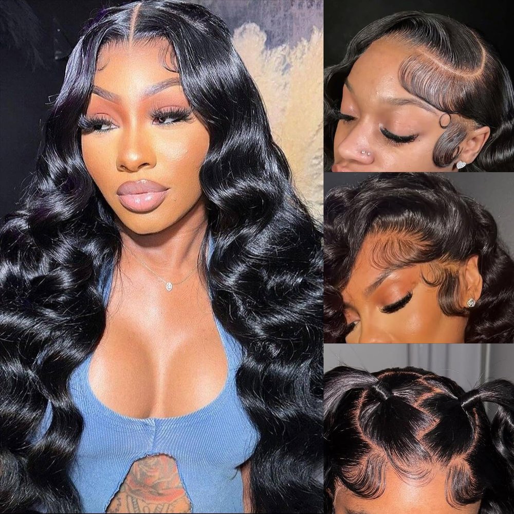 13x4 Body Wave Lace Front Wigs Human Hair Pre Plucked 180% Density HD Transparent Lace Frontal Wigs Human Hair for Women Glueless Wigs Human Hair 24Inch
