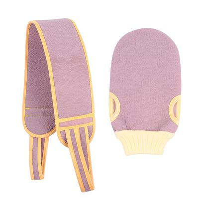 PartyKindom 2pcs Long Bath Towel Set Body Brush Exfoliating Back Scrubber for Bath Supply