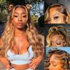 13x4 Body Wave Ombre Lace Front Wigs Human Hair for Women 180% Density HD Transparent Lace Front Honey Blonde Wig Human Hair Pre Plucked with Baby Hiar 4/27 Color Glueless Wigs Human Hair 22inch view 1