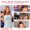 Highlight Ombre Lace Front Wig Human Hair Pre Plucked Body Wave 4/27 Colored Honey Blonde Wigs 13x4 HD Transparent Lace Front Wigs for Women Virgin Human Hair180% Density 24inch view 4