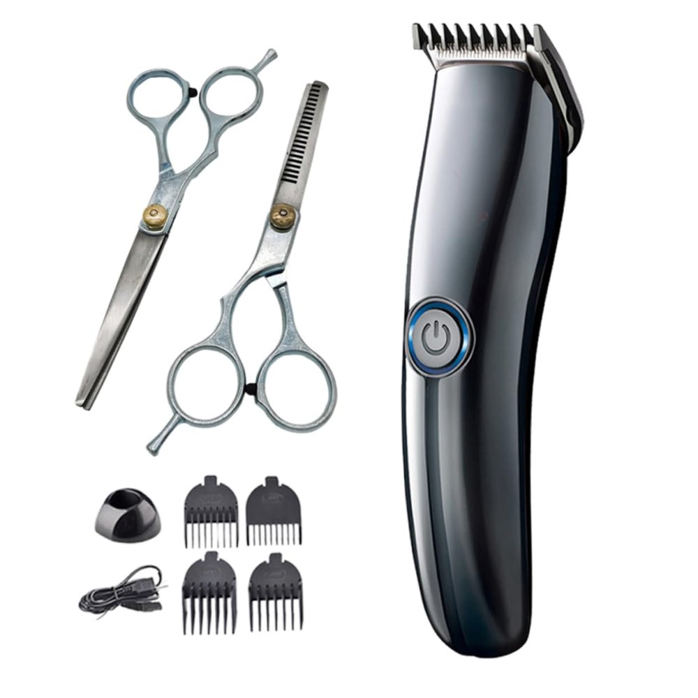 Beatifufu 1set USB Rechargeable Haircutting Kit Hairdressing Scissors and Hairdressing Apron Professional Hair Clipper for Personal and Salon Use