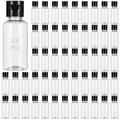 100 PCS 1OZ Travel Bottles with Flip Cap - 30 ml Clear Plastic Travel Size Containers, Portable Leak Proof Squeeze Bottles Refillable Empty Cosmetic Containers for Liquid Shampoo Lotion, Black