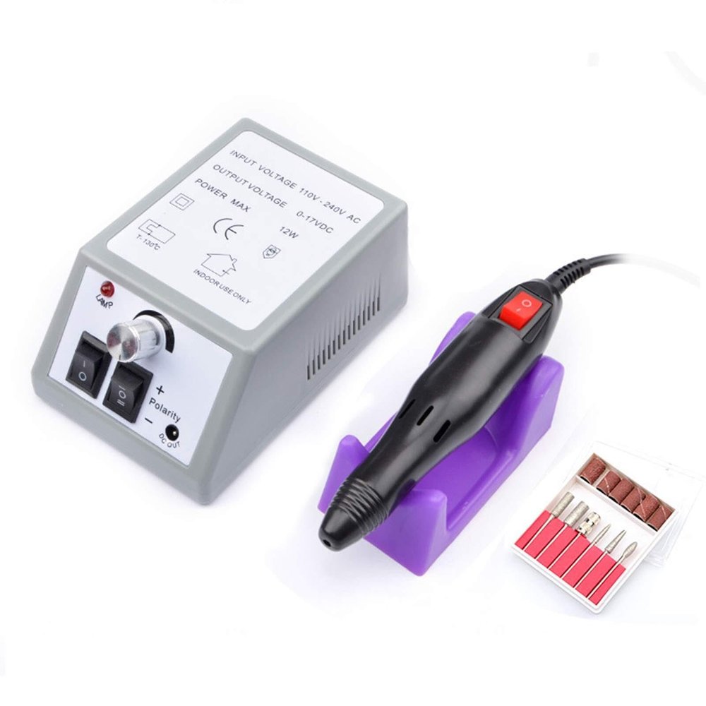 Electric Nail Drill 20000 RPM, Professional Nail File Machine for Manicure & Pedicure, Acrylic & Gel Nails, Portable with 4 Drills